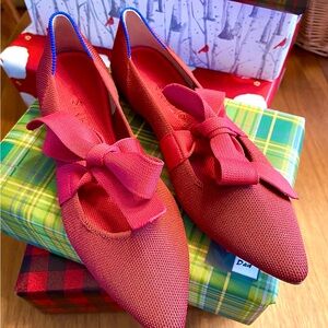 Rothy's Red Flats with Bow Detail
